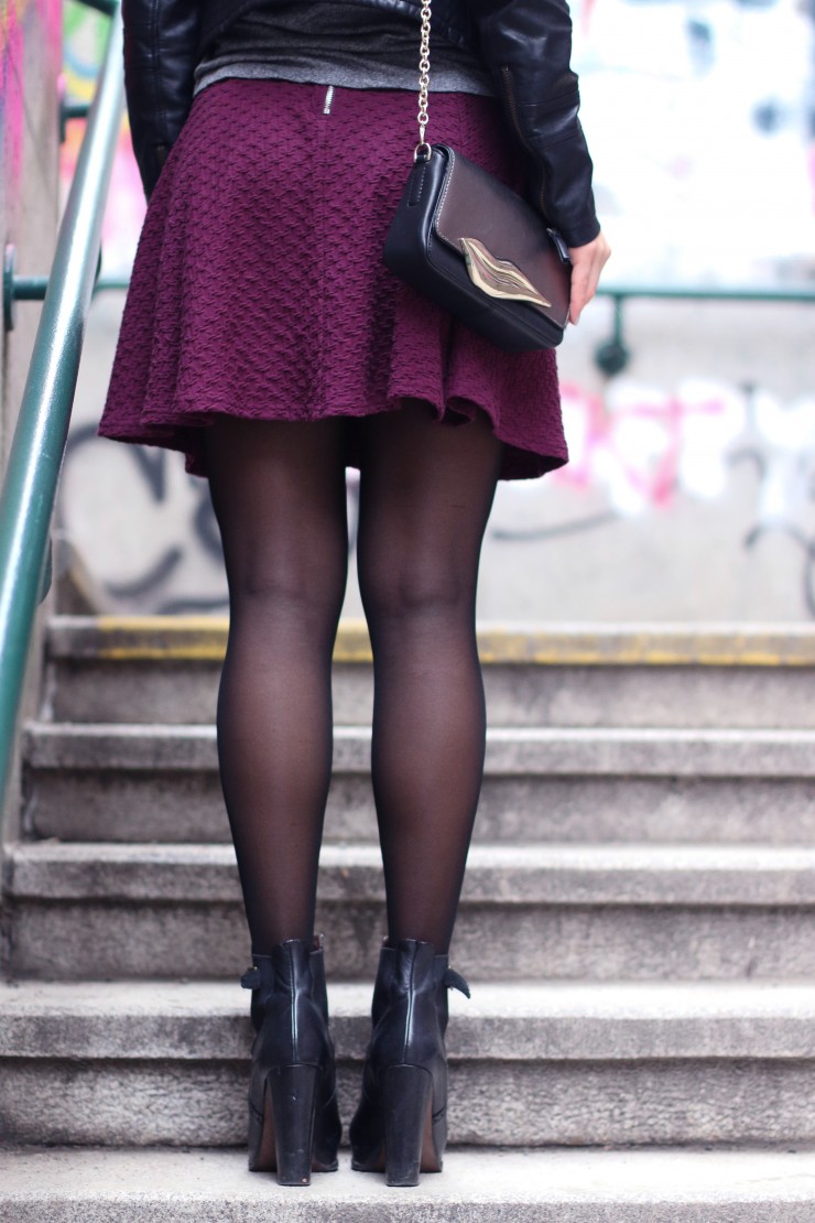 Bordeaux Skirt and Studded Jacket