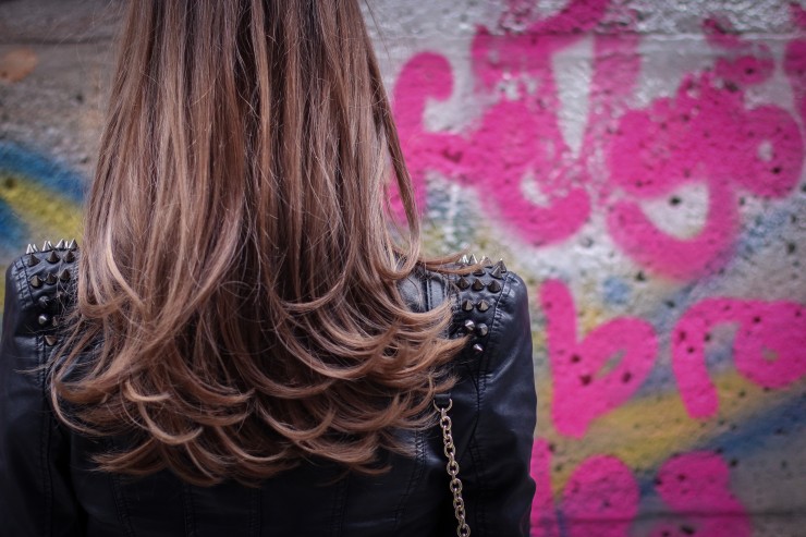 Bordeaux Skirt and Studded Jacket