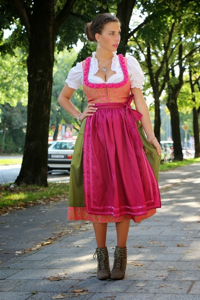 dirndl pink grün